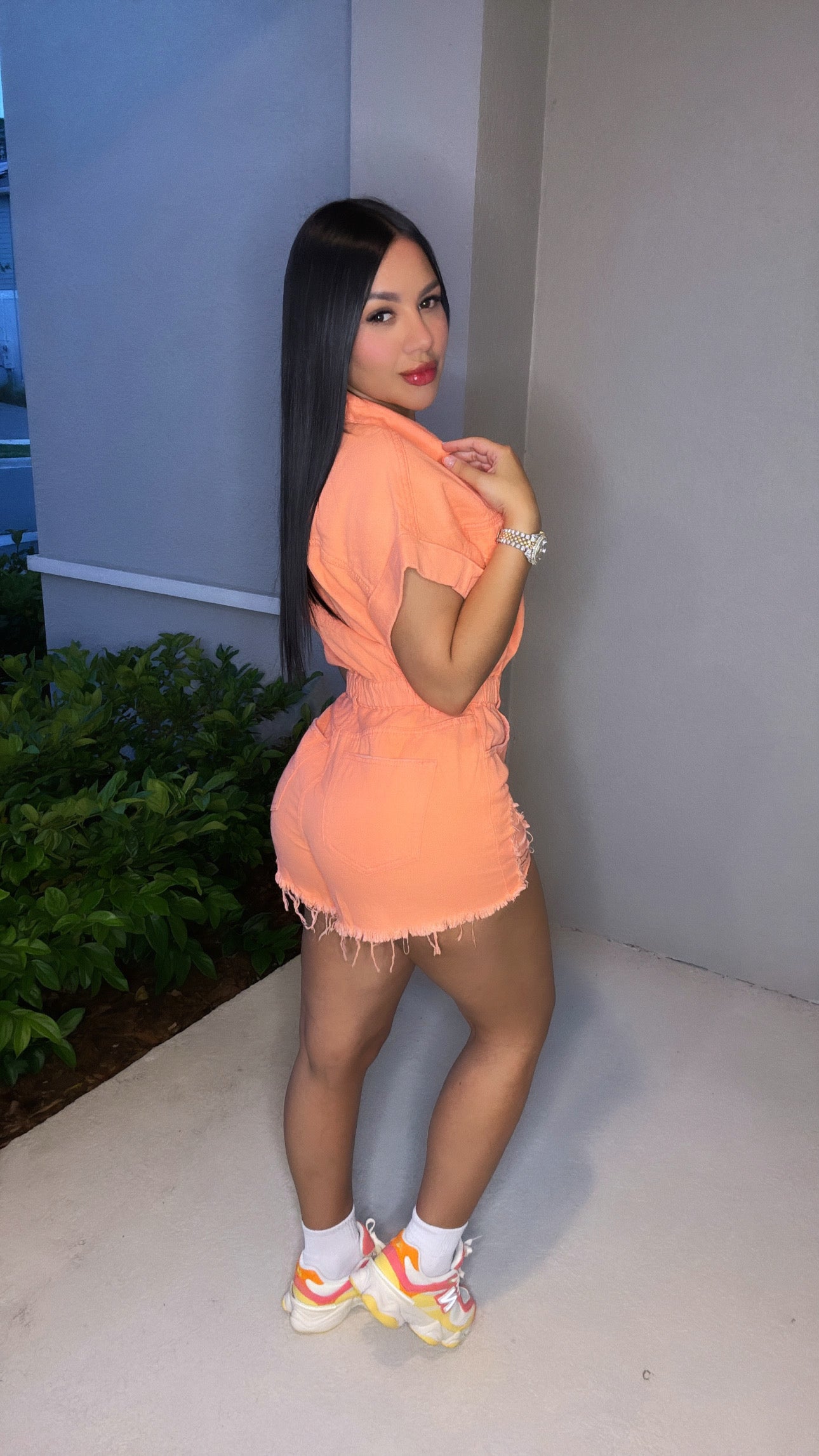 light orange romper
