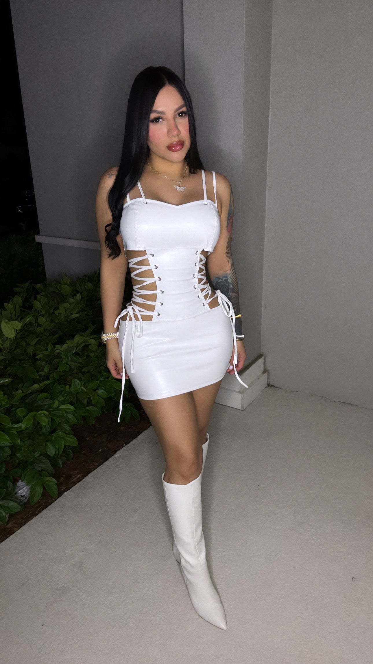 Leather sexy dress