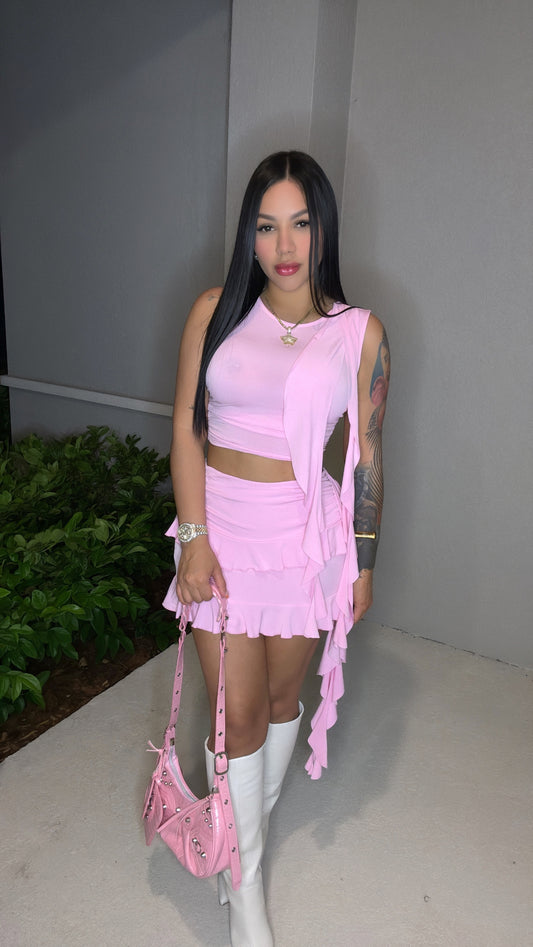 Fluffy skirt set